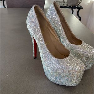 Christian Louboutin Multicolor Daffodile 160 Crystal Embellished Pumps Platforms